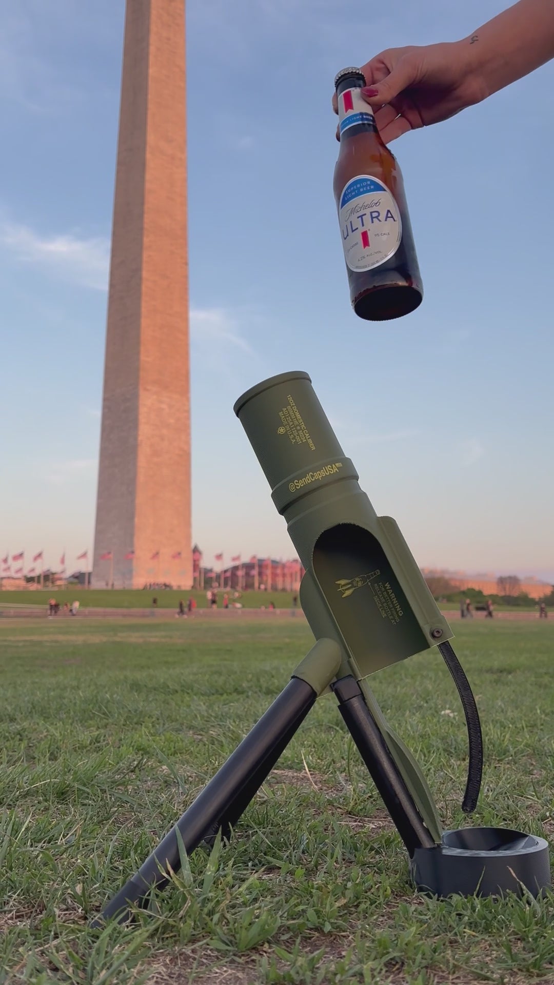 Video: beer mortar launching the cap off a 12oz domestic beer bottle